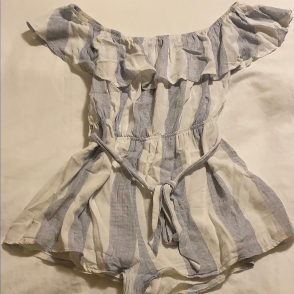 Over the shoulder striped romper